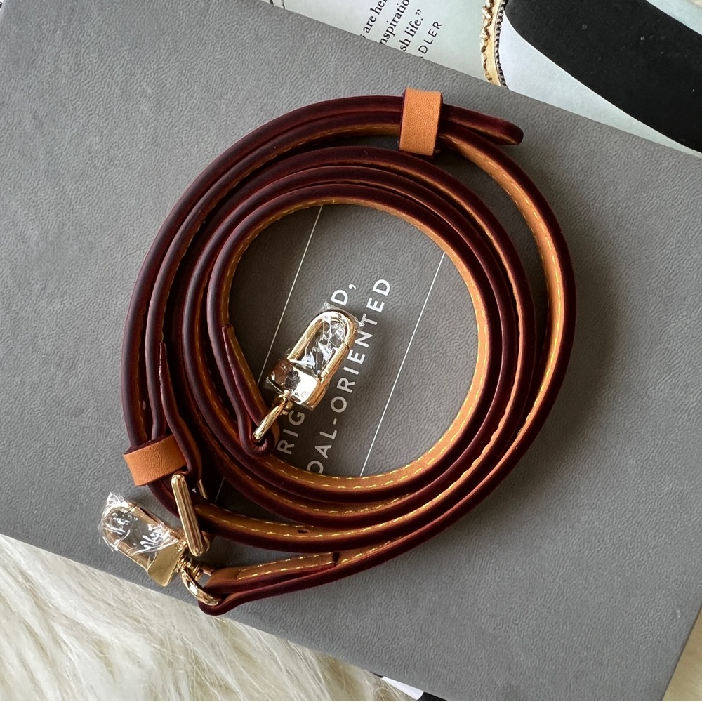 Beeswax Red Trim Premium Vachetta Strap Replacement For Louis Vuitton Croisette - Picture 3 of 3